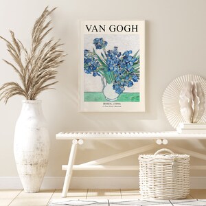 Van Gogh Iris Utställningsaffisch, Museumstryck, Berömd Affisch, Van Gogh Tryck, Blå Väggkonst, Vardagsrumsinredning, Digital Nedladdning bild 3