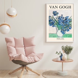 Van Gogh Iris Utställningsaffisch, Museumstryck, Berömd Affisch, Van Gogh Tryck, Blå Väggkonst, Vardagsrumsinredning, Digital Nedladdning bild 6