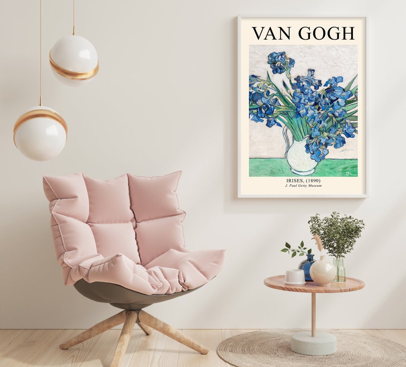 Van Gogh Iris Utställningsaffisch, Museumstryck, Berömd Affisch, Van Gogh Tryck, Blå Väggkonst, Vardagsrumsinredning, Digital Nedladdning bild 6