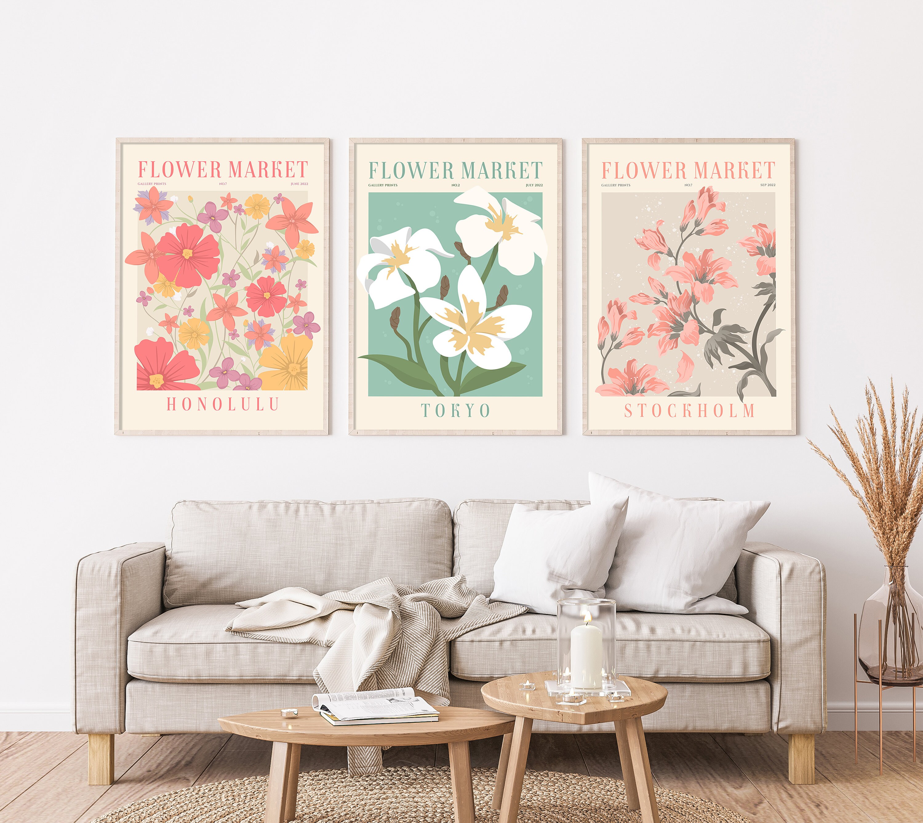 Flower Market Print Set of 12 Botanical Wall Art Floral - Etsy