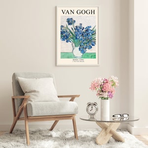 Van Gogh Iris Utställningsaffisch, Museumstryck, Berömd Affisch, Van Gogh Tryck, Blå Väggkonst, Vardagsrumsinredning, Digital Nedladdning bild 4