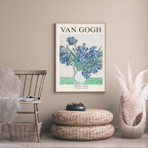 Van Gogh Iris Utställningsaffisch, Museumstryck, Berömd Affisch, Van Gogh Tryck, Blå Väggkonst, Vardagsrumsinredning, Digital Nedladdning bild 5