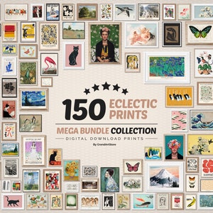 150 Eclectic Mega Bundle Gallery Wall Set, Printable Eclectic Wall Art, Maximalist Home Decor, Gallery Wall Collage, Digital Poster Set