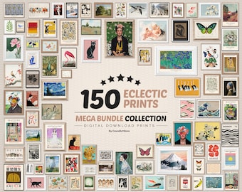 150 Eclectic Mega Bundle Gallery Wall Set, Printable Eclectic Wall Art, Maximalist Home Decor, Gallery Wall Collage, Digital Poster Set