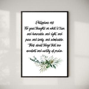 Fix Your Thoughts Scripture Art, Philippians 4:8