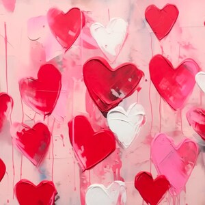 FRAME TV Art: Abstract Pink Hearts  | Romantic Valentine&#39;s Day Decor For TV  | Instant Download | Tv Screensaver Art