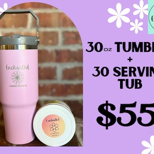 Mezcla de té cargada encantada – 30 porciones sin azúcar Tub + 30oz Tumbler