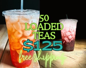 Loaded Tea Kit BULK PACK OF 50 Flavored Sugar Free Caffeinated Energy Drink Focus Concentration Enhancement Antioxidant Tea