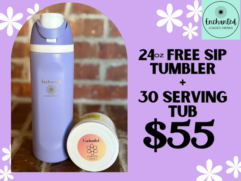Mezcla de té cargada encantada – 30 porciones sin azúcar Tub + Owala Style