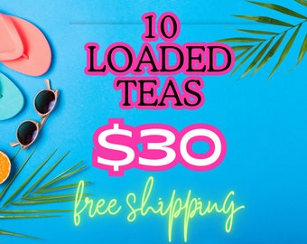 Loaded Tea Kit PACK OF 10 Zero Sugar Flavored Ice Tea Powder Mix with High Caffeine Antioxidants Vitamins 10 for 30 dollars FREE shipping