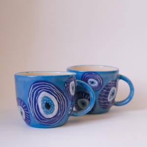 Handgemachte Evil Eye Kaffeetasse: Türkische Keramik Nazar Schutz