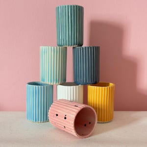 Handmade Textured Ceramic Tumbler – The Harmony of Colors – Stoneware Cups – Colorful Ceramic Cup - Cups Without Handle