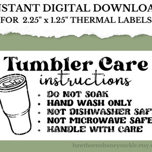 Tumbler Care Instructies, Tumbler Care Card, Tumbler Care Sticker, Digitale Download Sticker, PNG Download, 2.25 "x 1.25", Klein bedrijf