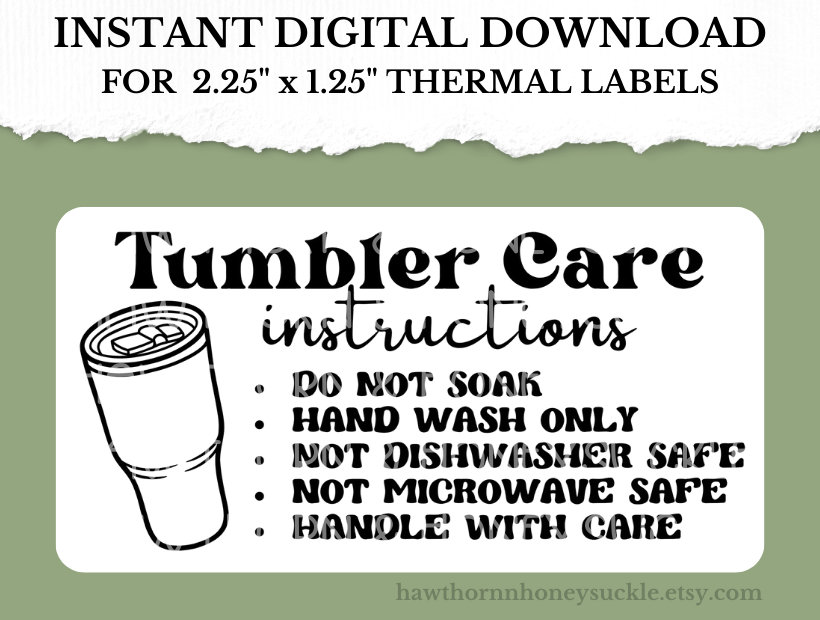 Editable Cup Care Card Template, Printable Tumbler Care Card Template,  Tumbler Packaging Insert, Tumbler Care Instructions Canva Template 