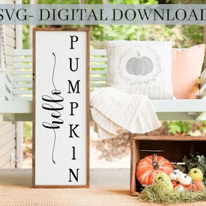 Hola calabaza svg, letrero de madera svg, png, archivo de corte para cricut, silueta, signo de porche svg, decoración de otoño svg, signo de otoño svg, granja svg, nieve