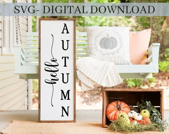 Hello Autumn Svg, Wood Sign Svg, Png, Cutfile for Cricut, Silhouette, Porch Sign Svg, Fall Decor Svg, Autumn Sign Svg, Farmhouse Svg, Snow