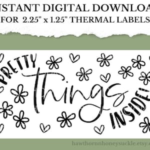 Pretty Things Inside Aufkleber, Thermodrucker Aufkleber, Aufkleber für digitalen Download, Thermodrucker-Etikett, kleines Unternehmen, Versandaufkleber,