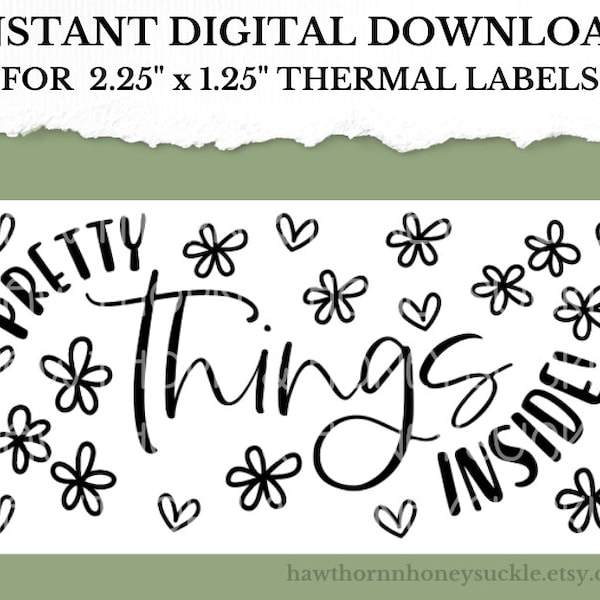 Pretty Things Inside Sticker, Thermal Printer Sticker, Digital Download Sticker, Thermal Printer Label, Small Business, Shipping Sticker,