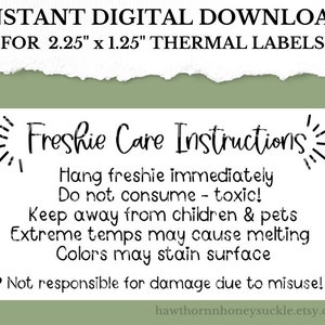 PNG Sticker Downloaden, Freshie Care Instructies, Small Business Sticker, 2.25 "x 1.25", Digitale Download, Thermal Printer Label Downloaden,