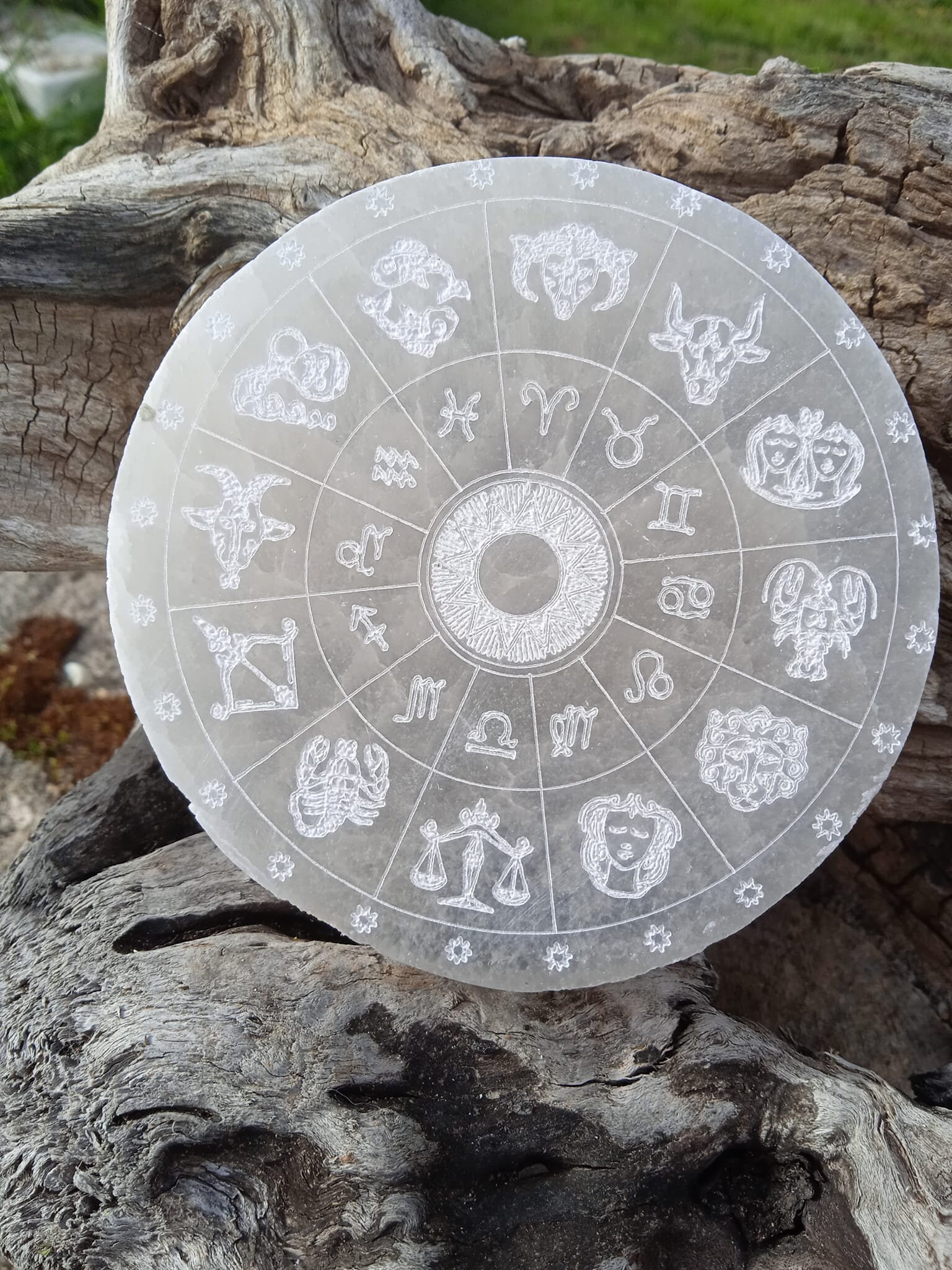 Disque en Sélénite Signe Du Zodiaque