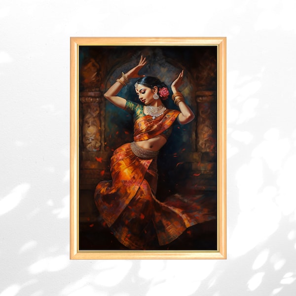 Danseuse sud-asiatique Art Print, Bharatanatyam Arangetram Gift, Aapi Poster, Aapi Art Print, Telugu Art Print, Tamil Poster Wall Art Kathak Art