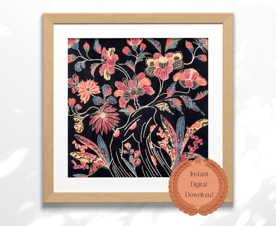 Okinawa Fabric Bingata Printable Art Okinawa Art Okinawa Etsy