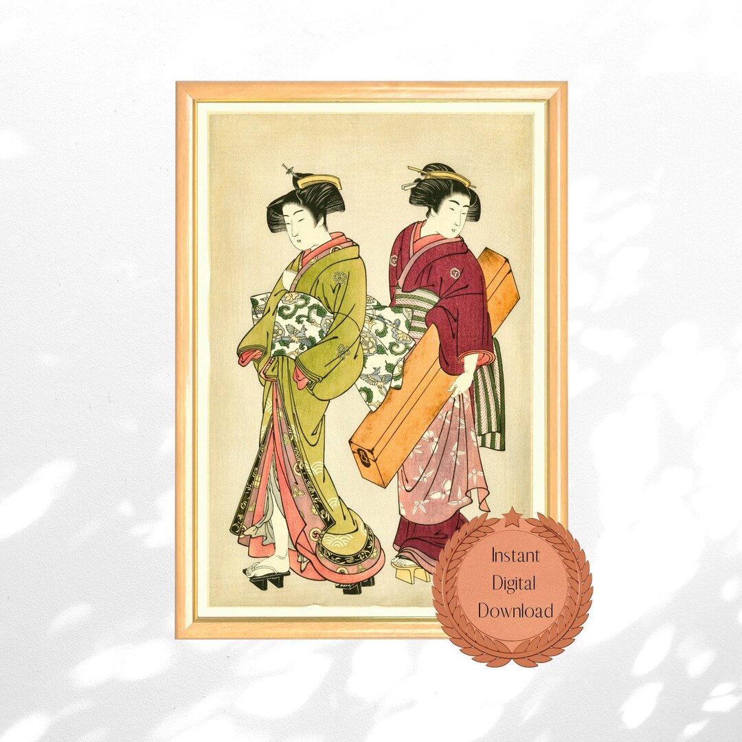 Japanese Fine Art Geisha Printable Wall Art Gift Edo Period Japanese ...