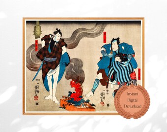 Utagawa Kuniyoshi Japanese Printable Art, Edo Period, Utagawa Kuniyoshi Print, Utagawa Kuniyoshi Art, Ukiyo-e, Cool Japanese Poster Gift