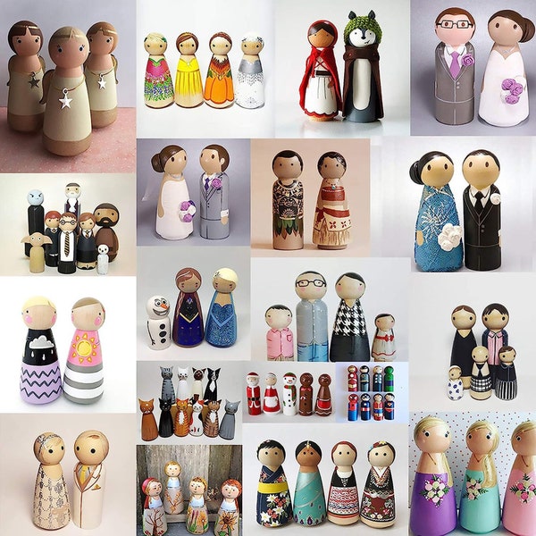 50 Pcs Wooden Peg Dolls, Unfinished Wooden Peg Dolls, Little people girls and boys, DIY supply.