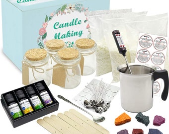 DIY Candle Making Kit Supplies,Beginners Soy Candle Making Kit Including Soybean Wax, Dyes, Wicks,Pot,Tins,Candle Making Kit ,Christmas Gift