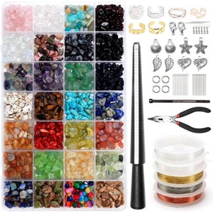 28 Color Ring Making Kit, Genuine Natural Stone for Jewelry Making, Crystal for Jewelry Making, Jewelry Making Kit