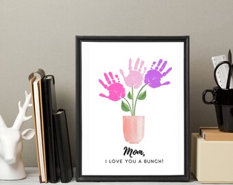 Mother's Day Flowers, Handprint Craft, Hand Painting Craft, Flower Bunch, Mommy Mom Momma Mama Mum, DIY Craft