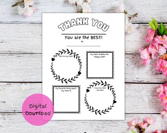 Mother's Day | Thank You Letter | Coloring Page | Drawing Page | All About My Mom | Gift for Mom | Toddler | Preschool | Classroom Project