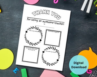 Teacher Appreciation Day | Thank You Letter | Coloring Page | Drawing Page | All About My Teacher | Teacher Gift | Toddler | Preschool