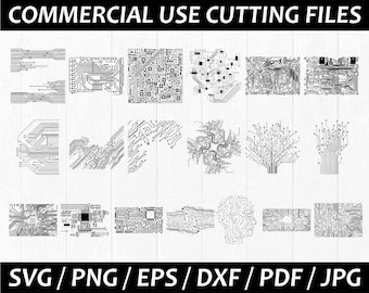 19 Electronic Circuit Board, Svg, Dxf, Eps, Pdf, Jpg. Digital Download, Laser Plasma cut, Engraver,CNC cutting, Vector,Commercial use,Cricut