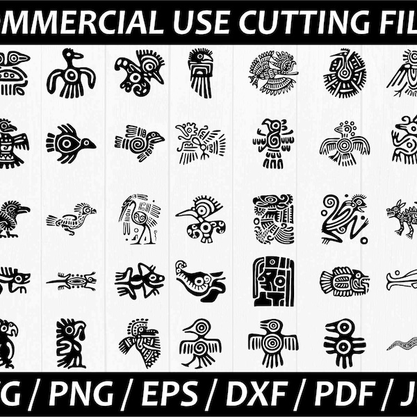 35 Aztech Maya Inca, Svg, Dxf, Eps, Pdf, Jpg. Descarga digital, Corte por plasma láser, Grabador, CNC para corte, Vector, Uso comercial, Cricut