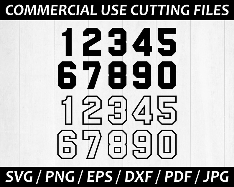 Sport Numbers Png Svg Dxf Eps Pdf Jpg. Digital Download Etsy