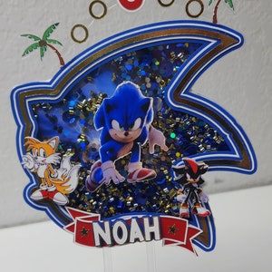 Sonic the hedgehog inspired shaker caketopper