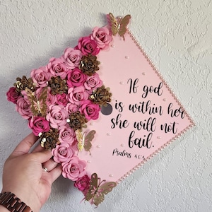 Floral Graduation Cap Topper | Faith-Based, Psalm 46:5|