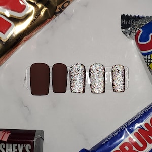 Basics: Chocolate - Brown Bottoms| Short Square Press-On Nails, Dream&#39;s Nail Gallery