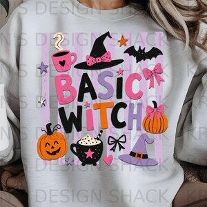 Basic Witch PNG: Pink Retro Halloween Witch Hat Sublimation Design, Digital Download
