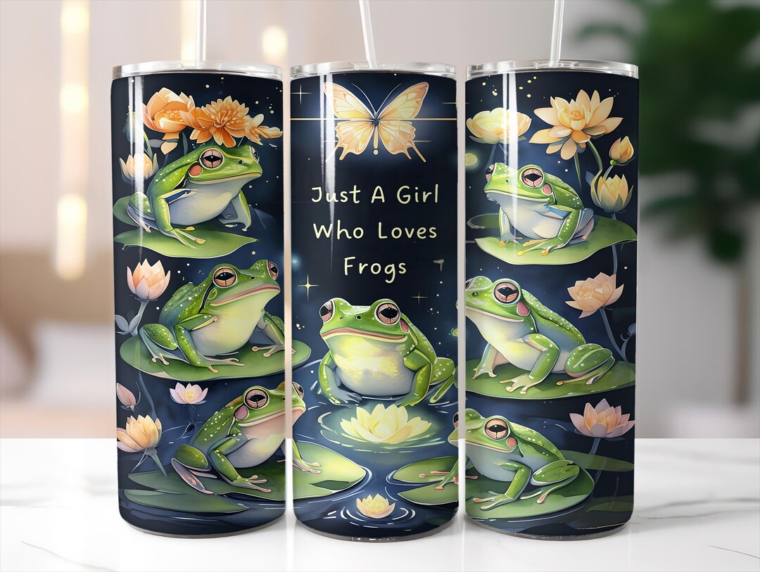 Frog Tumbler Wrap PNG, 20oz Skinny Tumbler Wrap, Frog Sublimation ...