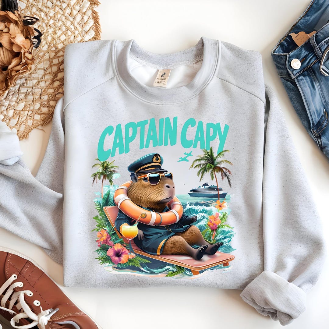 Capybara PNG – Cute Capybara Tshirt Design – Captain Capy Digital ...
