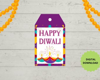 Printable Diya Diwali Gift Tag, Diwali Gift Box tag, Diwali Thank You Tags, DIY Favor Tag, Instant Download