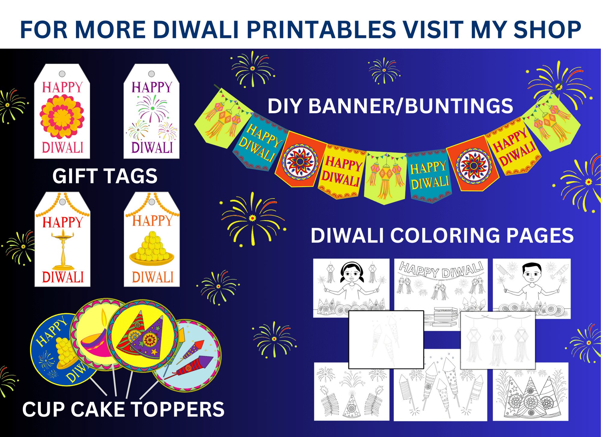 Printable Diwali Welcome Sign Image PDF, Printable Diya Yard Sign ...