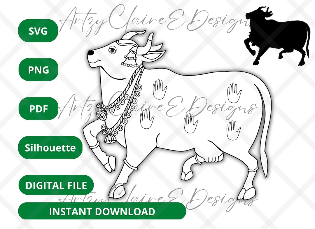 Pichwai Cow – Digital Download DIY Art for Hindu Festivals, Pongal ...