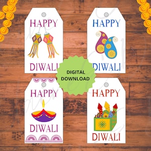 Diwali Printable Gift Tag Bundle, Diwali party tags, Happy Diwali, DIY Favor Tag, Instant Download