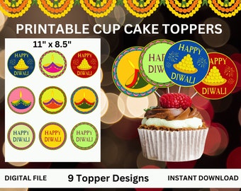 Diwali Cup Cake Toppers, DIY party, Diwali printable,Diwali gift/favor box/bag tags, Diwali mehendi tag,Diwali decoration,Instant Download
