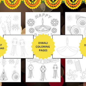 Diwali Coloring/Activity Pages, Diwali party activity for kids, Diwali printables, Coloring Pages.