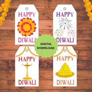 Printable Diwali Gift Tag Bundle, Diwali party tags, Happy Diwali, DIY Favor Tag, Instant Download